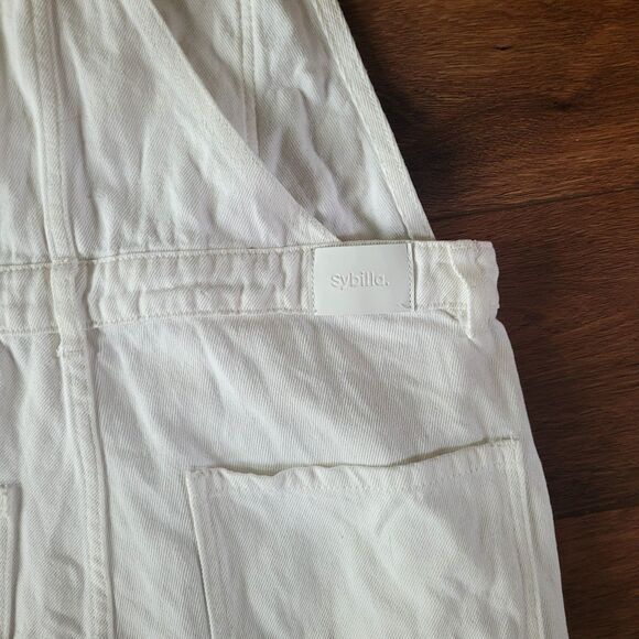 Sybilla Overalls Women Sz 12 EUR 42 White Cotton Carpenter Denim Jean Adj Strap - Picture 14 of 16